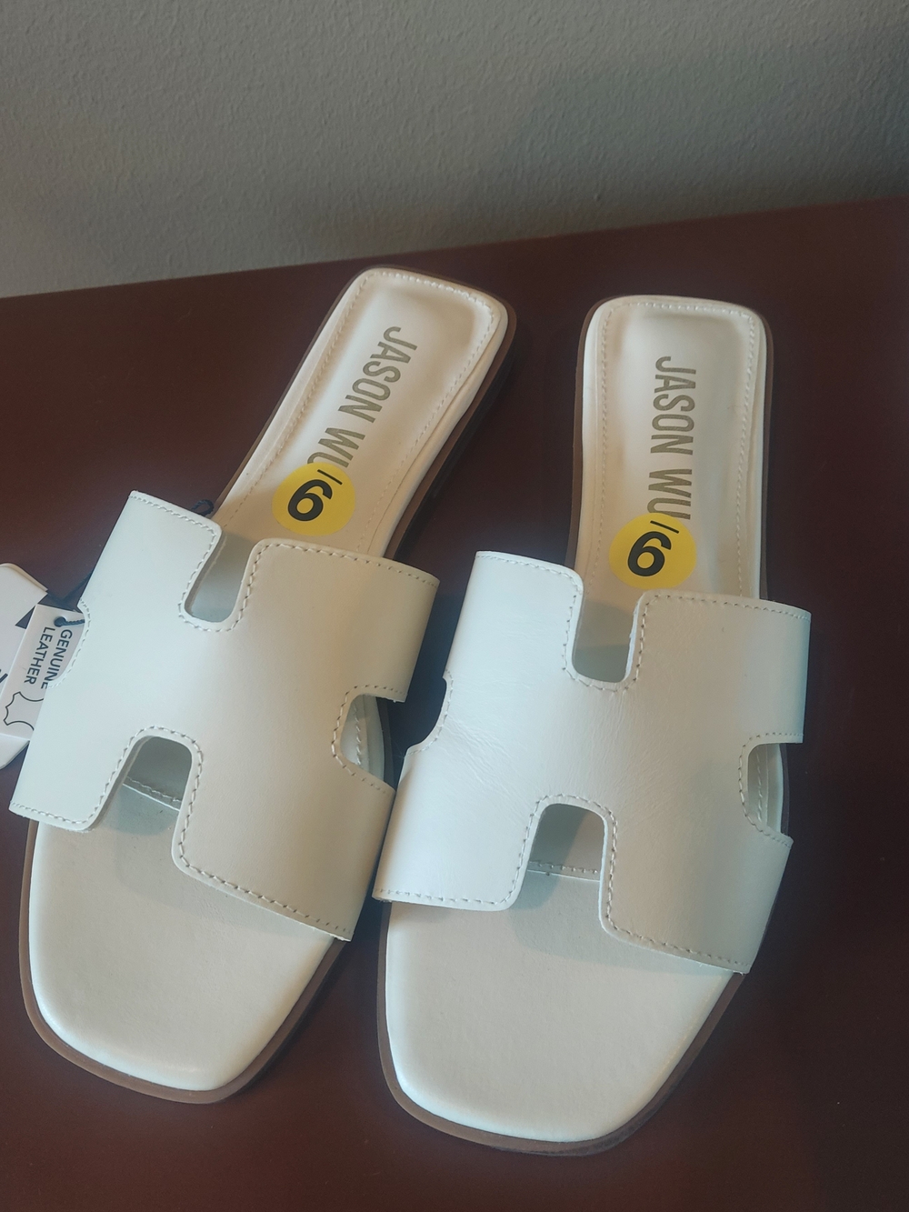 NWT Jason Wu White Leather Cutout Slide Mules Size 9